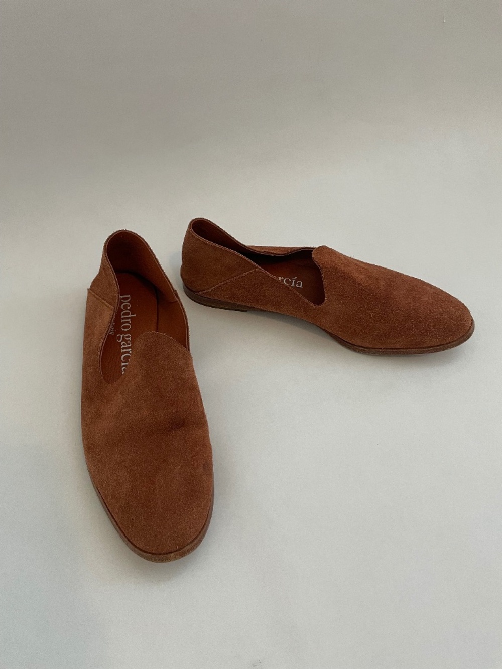 Pedro Garcia Yoshi Soft Suede Loafer Flats Woman's 8.5 EU 39 Brown Leather